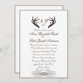 Antlers Rustic Elegant Wedding Invitation White (Front/Back)