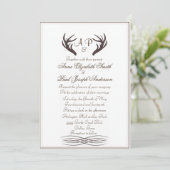 Antlers Rustic Elegant Wedding Invitation White (Standing Front)