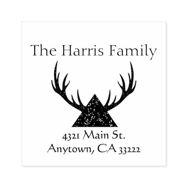 Antlers Silhouette Personalized Rubber Stamp (Imprint)