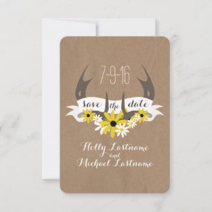 Antlers + Wildflowers Cardboard Inspired Save Date Save The Date