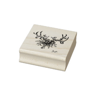 Antlers with flowers stamp