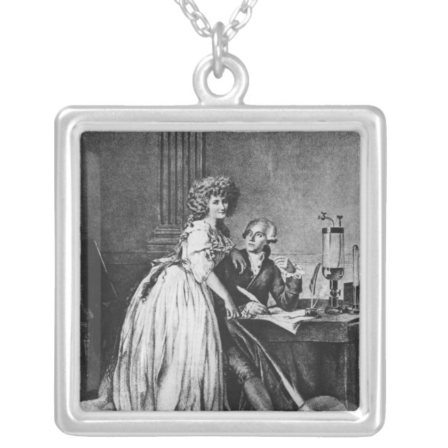 Antoine Laurent Lavoisier  and his wife Silver Plated Necklace (Front)