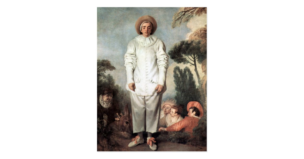 ANTOINE WATTEAU - Pierrot (Gilles) 1718 Postcard | Zazzle.com