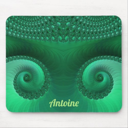 ANTOINE  Zany Shades of Green Fractal Pattern Mou Mouse Pad