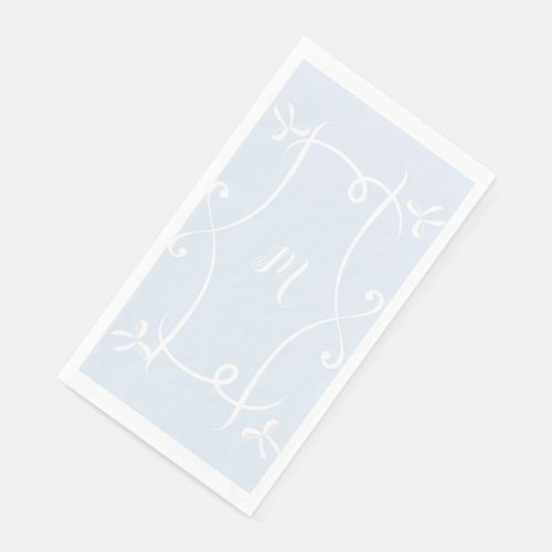 Antoinette Blue Elegant Emblem Filigree Paper Guest Towels