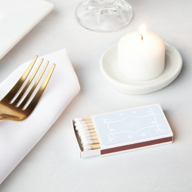 Antoinette Blue Elegant Emblem   Matchboxes (Insitu)