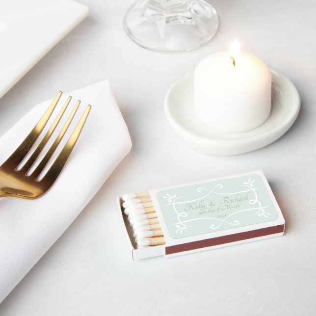 Antoinette Green Elegant Emblem Filigree Matchboxes (Insitu)