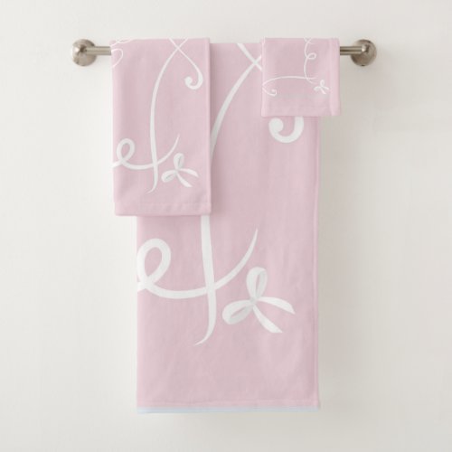 Antoinette Pink  Elegant Emblem Filigree Bath Towel Set