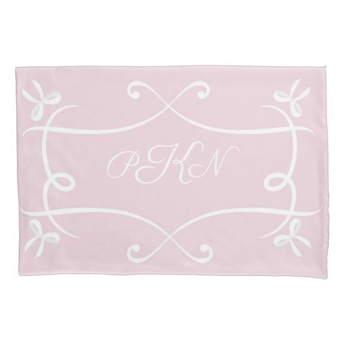 Antoinette Pink Elegant Emblem Filigree Pillow Case