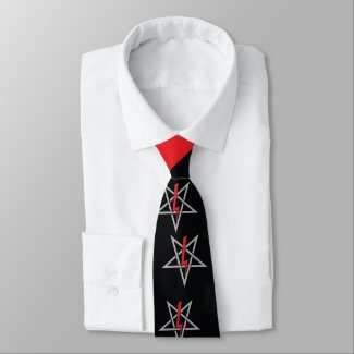 Anton LaVey Sigil Abstrct Wave {Red} Neck Tie