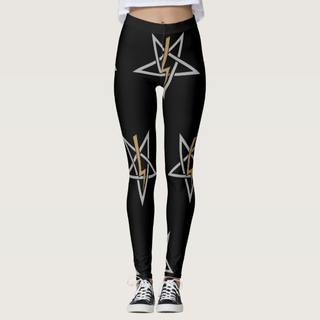 Anton LaVey Sigil {Gold} Leggings (Front)