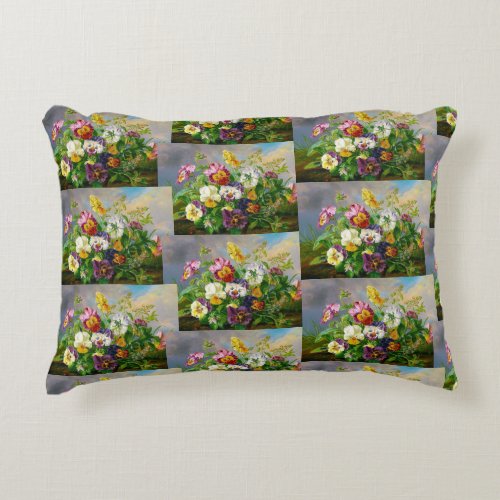 Anton Mollis Vintage Floral Pansy Accent Pillow