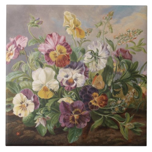 Anton Mollis Vintage Pansy Ceramic Tile