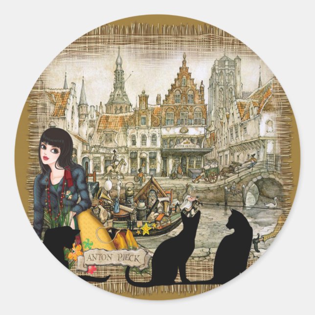 Anton Pieck - Canals  Classic Round Sticker (Front)