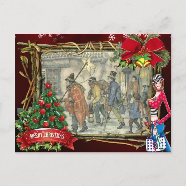 Anton Pieck christmas greetings Holiday Postcard (Front)