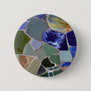 Antoni Gaudi Blue Mosaics Button