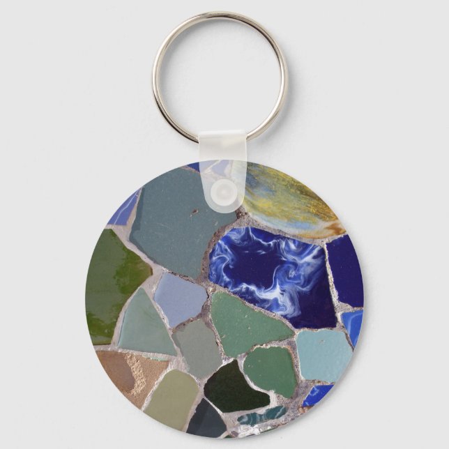 Antoni Gaudi Blue Mosaics Keychain (Front)