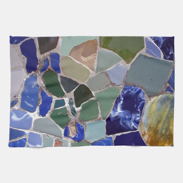 Antoni Gaudi Blue Mosaics Kitchen Towel (Horizontal)