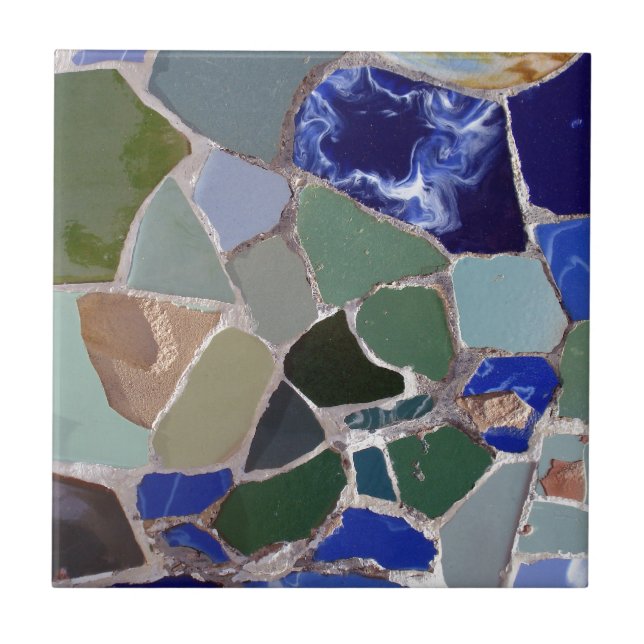 Antoni Gaudi Blue Mosaics Tile (Front)