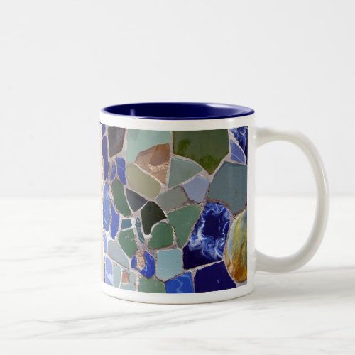 Antoni Gaudi Blue Mosaics Two_Tone Coffee Mug