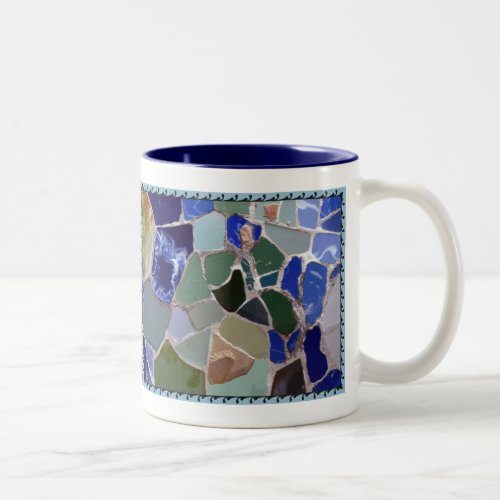 Antoni Gaudi Blue Mosaics Two_Tone Coffee Mug