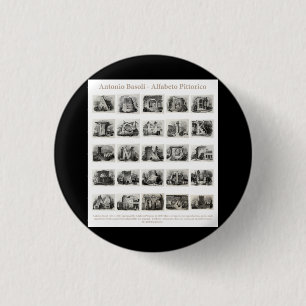 Antonio Basoli Alfabetto Pittorico Full Info Set Pinback Button