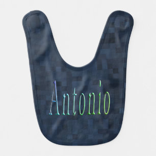 Antonio Name Logo On Blue Mosaic Baby Bib