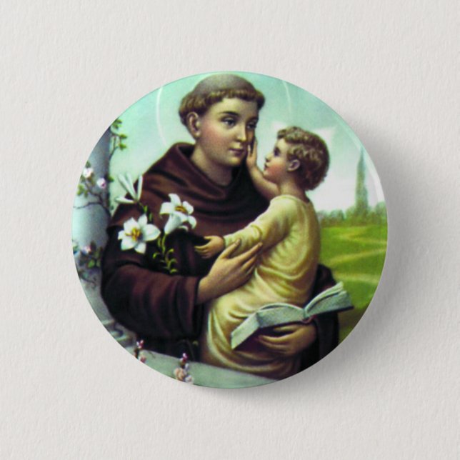 Antonio saint and boy Jesus Pinback Button (Front)