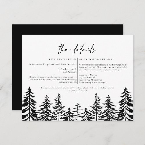 ANTORA Black and White Modern Pine Wedding Details Invitation