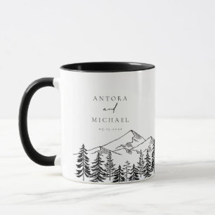 ANTORA Black & White Mountains Wedding Names Mug