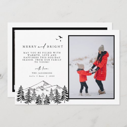 ANTORA Minimal Mountain Pine Photo Christmas Card