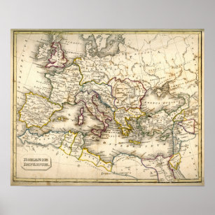 Antquie Map of the Ancient Roman Empire Poster