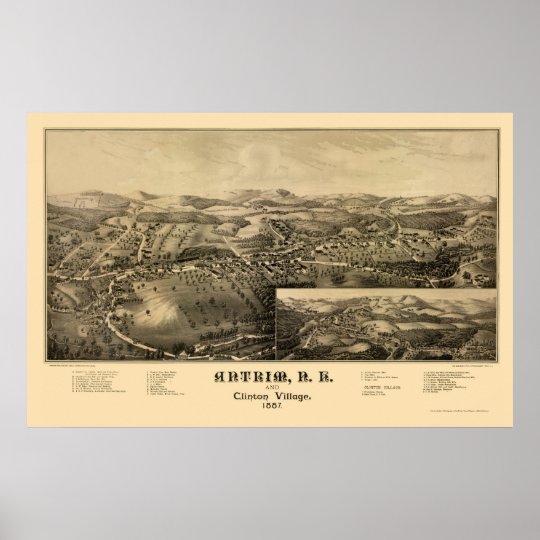 Antrim, NH Panoramic Map 1887 Poster
