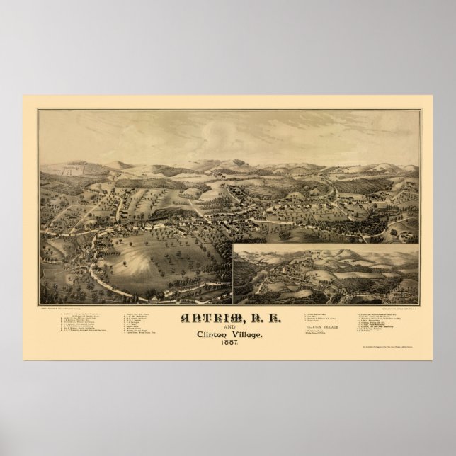 Antrim, NH Panoramic Map - 1887 Poster (Front)