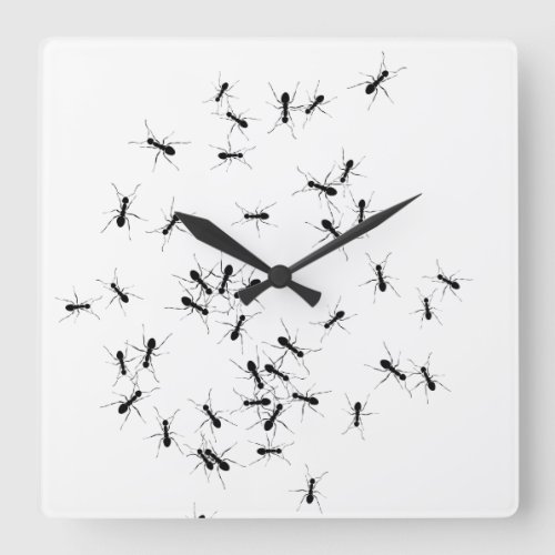 Ants all over square wall clock