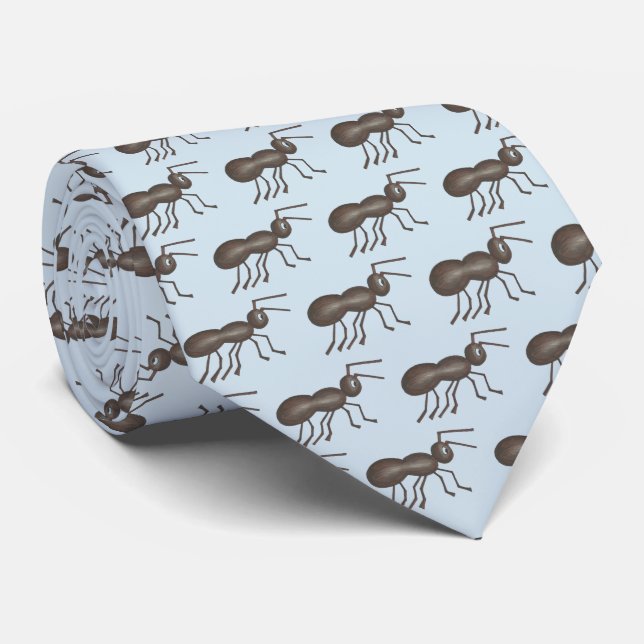 Ants Marching Picnic Ant Black Blue Insect Print Neck Tie (Rolled)