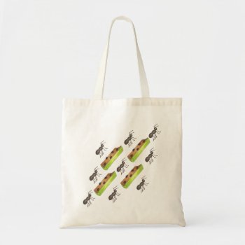 Ants On A Log Celery Peanut Butter Raisins Tote by rebeccaheartsny at Zazzle