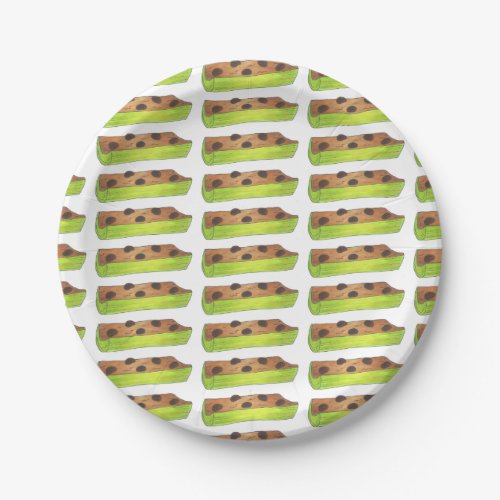 Ants on a Log Celery Raisins Peanut Butter Green Paper Plates