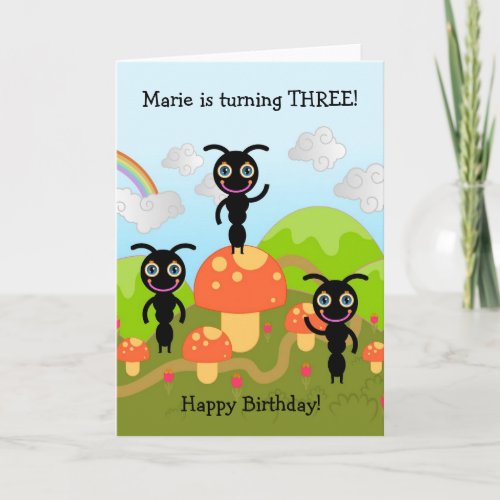Ants waving Happy Birthday Card