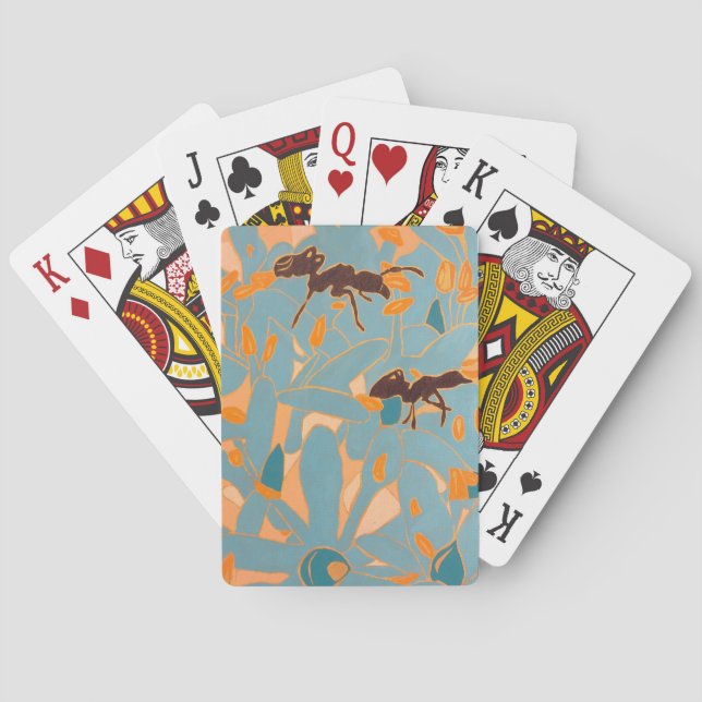 Ants with Blue flowers Autralian Flora Poker Cards (Back)