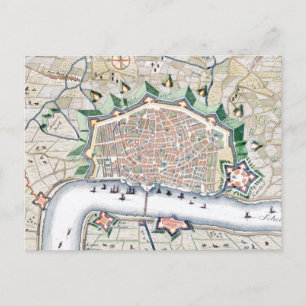 Antwerp, Antwerpen - Belgium Antique Map Postcard