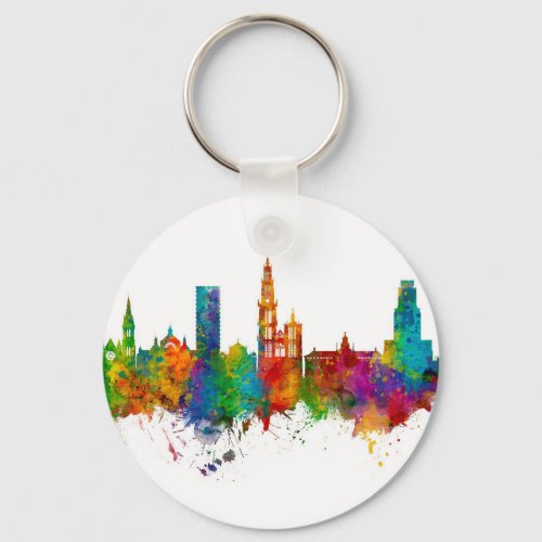 Antwerp Belgium Skyline Keychain