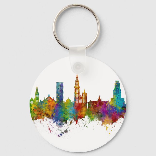 Antwerp Belgium Skyline Keychain (Front)
