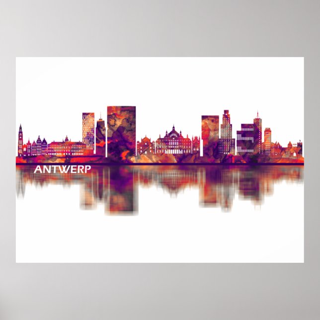 Antwerp Belgium Skyline Poster (Front)