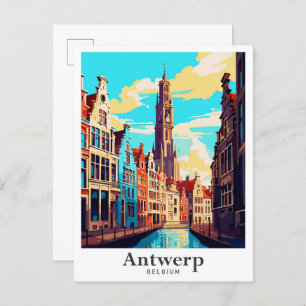 Antwerp Belgium Vintage Travel Portrait  Postcard
