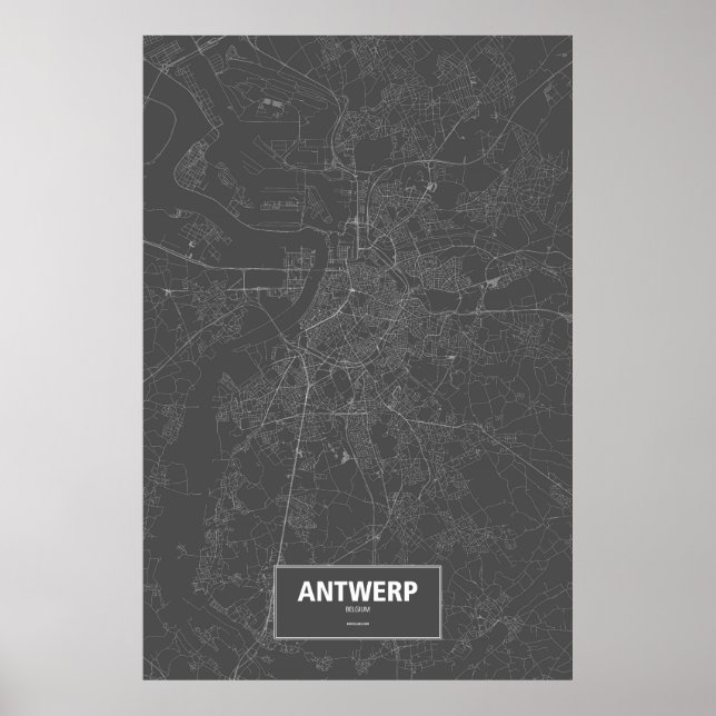 Antwerp, Belgium (white on black) Poster (Front)