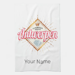 Antwerp Flanders Belgium Retro Vintage Souvenir Kitchen Towel