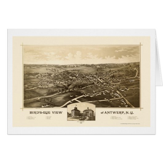 Antwerp, NY Panoramic Map - 1888 Cards (Front Horizontal)