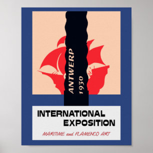 Antwerp retro vintage maritime and flamenco expo poster