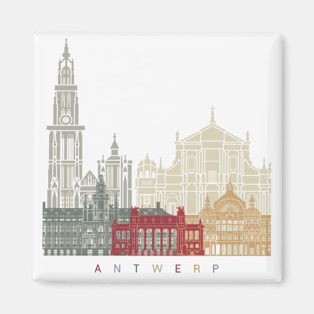 Antwerp skyline poster magnet (Front)